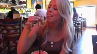 Hawt golden haired drinks at the bar and taken to hotel to fuck