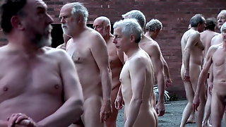 British nudist people in group