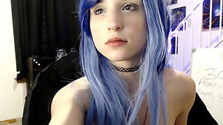 Cam girl with hulahoop dances and masturbates